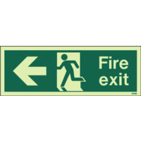 Fire Signs, Photoluminescent Emergency Exit Signs - Photoluminescent  Fire Escape Route Arrow Left