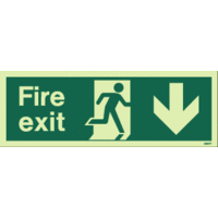 Fire Signs, Escape Route Signs - Photoluminescent Fire Escape Route Arrow Down