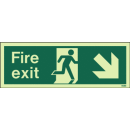 Photoluminescent Fire Escape Route Arrow Down / Right