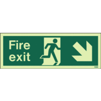 Fire Signs, Photoluminescent Emergency Exit Signs - Photoluminescent  Fire Escape Route Arrow Down / Right