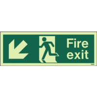 Fire Signs, Photoluminescent Emergency Exit Signs - Photoluminescent  Fire Escape Route Arrow Down / Left