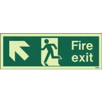 Fire Signs, Escape Route Signs - Photoluminescent Fire Escape Route Arrow Up/Left
