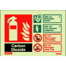 Photoluminescent CO2 Fire Extinguisher ID Sign