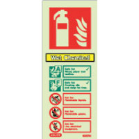 Photoluminescent Wet Chemical Fire Extinguisher ID Sign