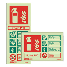Photoluminescent P50 Foam Extinguisher Sign