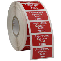 Fire Alarms, Fire Alarm Detectors, Aspirating Smoke Detection, Aspirating Pipe & Fittings, 25mm Aspirating Pipe & Fittings, Accessories - Aspirating System Test Point Label, Roll of 100