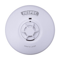 Fire Alarms, Domestic Smoke, Heat & CO Alarms, Hispec Mains Power Hardwired Interconnectable Alarms - Hispec Mains Heat Detector With Interconnect & 9V Battery